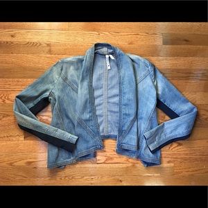 BCBGMaxAzria Open Front Denim Jacket -Vintage Blue